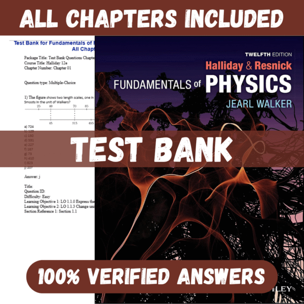 Test Bank for Fundamentals of Physics Extended 12th Edition by David Halliday 1