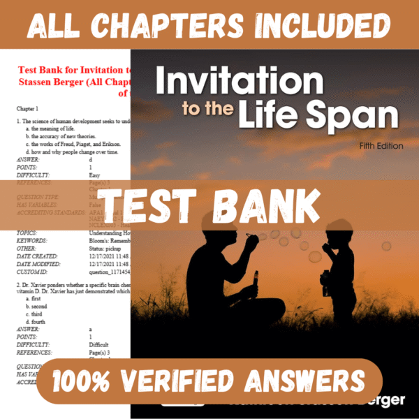 Test Bank for Invitation to the Life Span 5th Edition By Kathleen Stassen Berger