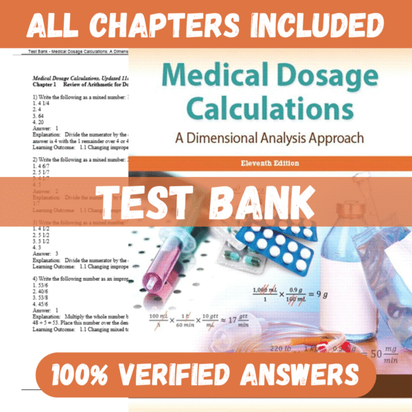 Test Bank for Medical Dosage Calculations A Dimensional An